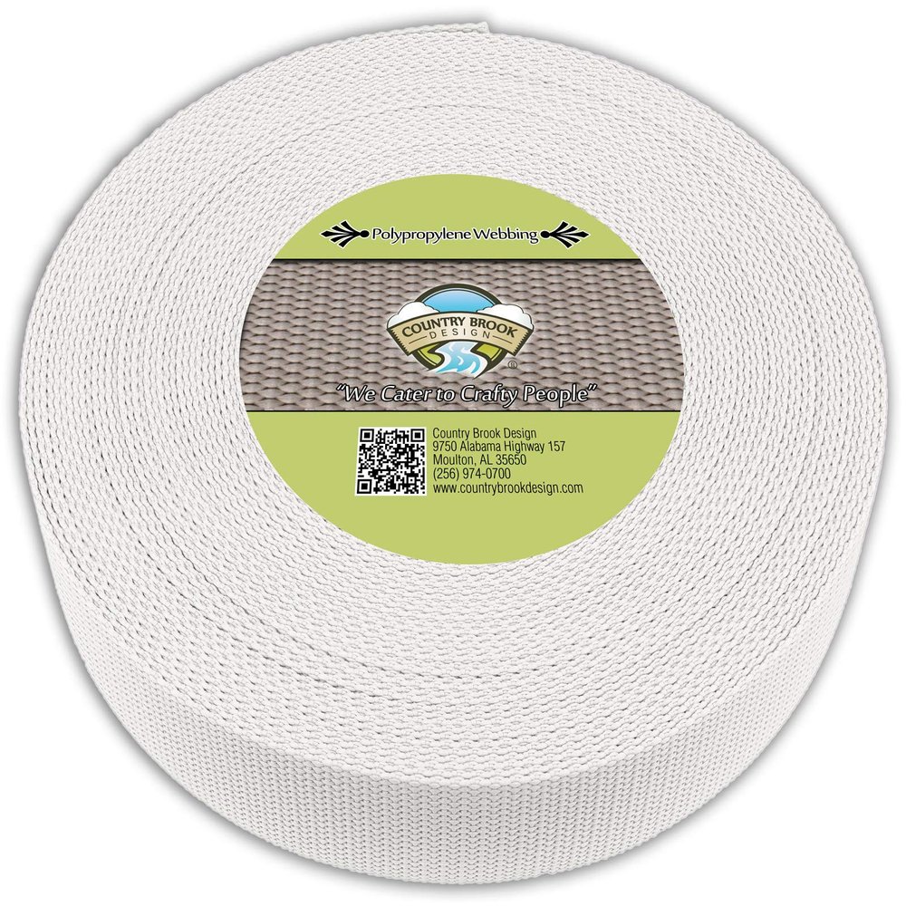 Country Brook Design - 2 Inch White Polypropylene (Polypro) Webbing, 100 Yards