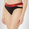 HUGO Mens Cut-out Waistband Cotton Brief Bikini Style Underwear, Solid Black/Red Flame, Medium US view 3