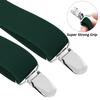 Buyless Fashion Adjustable Suspenders for Kids - 26" Elastic Straps 1" - Leather Y Shape Back - 5151 - Hunter-Green view 2