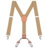 Buyless Fashion Adjustable Suspenders for Kids - 26" Elastic Straps 1" - Leather Y Shape Back - 5151 - Tan view 1