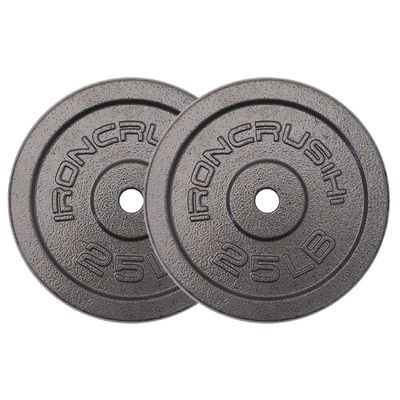 Standard 1 inch Cast Iron Weight plates 25lbs - Superior Hammertone Finish, Wider Range 1.25 - 50 lbs Weights. Ideal for Dumbbell Handles, 1in Barbells, Adjustable Kettlebell Handles - Sold in Pairs