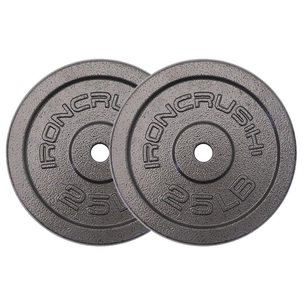 Standard 1 inch Cast Iron Weight plates 25lbs - Superior Hammertone Finish, Wider Range 1.25 - 50 lbs Weights. Ideal for Dumbbell Handles, 1in Barbells, Adjustable Kettlebell Handles - Sold in Pairs