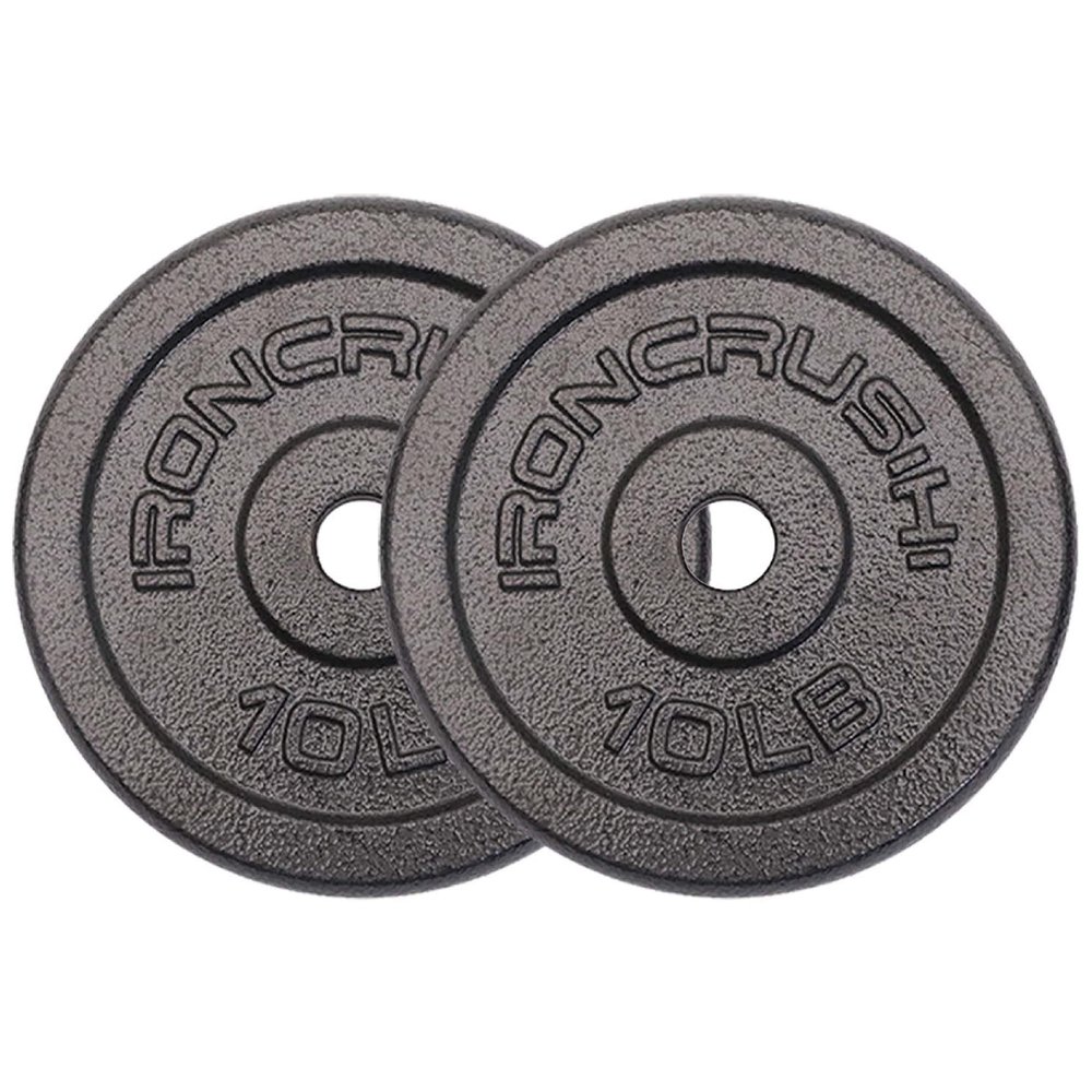 Standard 1 inch Cast Iron Weight plates 10lbs - Superior Hammertone Finish, Wider Range 1.25 - 50 lbs Weights. Ideal for Dumbbell Handles, 1in Barbells, Adjustable Kettlebell Handles - Sold in Pairs