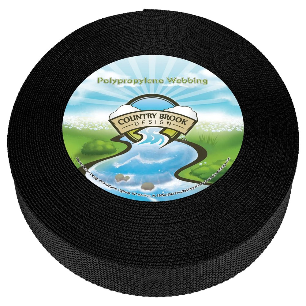 Country Brook Design - 5/8" Heavy Polypropylene Webbing Strap - 470 LB Tensile Strength - Soft & Flexible, Versatile Strap for Outdoor Use - 100 Yards, Black