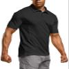 CQR Men's Polo Shirts, Tactical Short Sleeve Golf Performance Shirts, Lightweight Dry Fit UPF 50+ Pique, Frost Essential Black, Large view 1