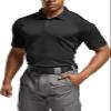 CQR Men's Polo Shirts, Tactical Short Sleeve Golf Performance Shirts, Lightweight Dry Fit UPF 50+ Pique, Frost Essential Black, Large view 2