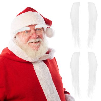 Homoyoyo Santa Costume 2pairs White Eyebrows, Self Adhesive Bushy Eyebrows Christmas Santa Claus Eyebrows Fake Eyebrows Costume Accessory for Christmas Masquerade Costume Party Santa Clause Outfit