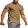 CQR Men's Polo Shirts, Tactical Short Sleeve Golf Performance Shirts, Lightweight Dry Fit UPF 50+ Pique, Frost Essential Coyote, Medium view 1