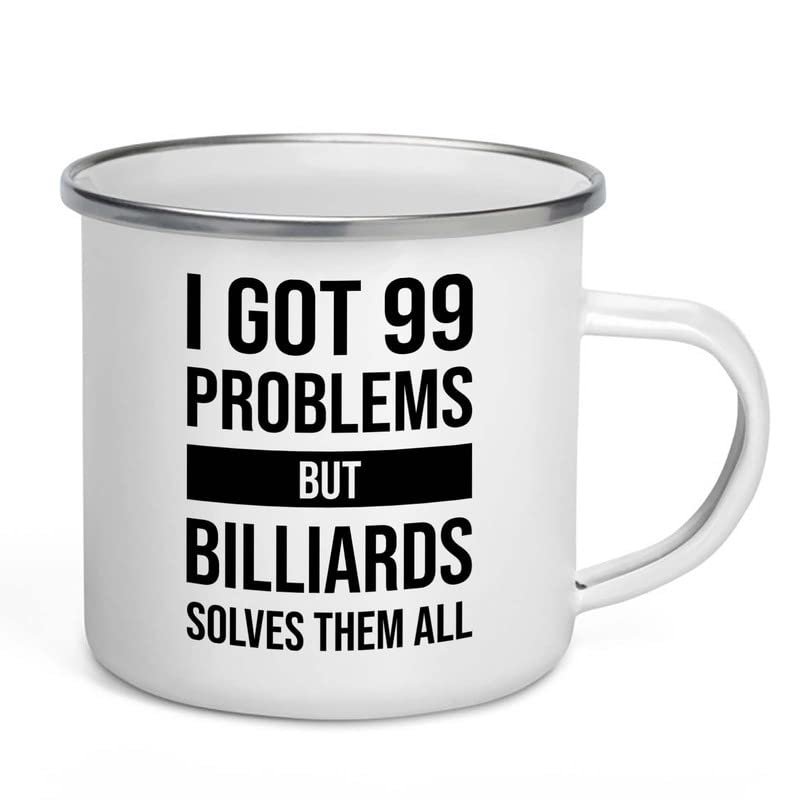 I got 99 problems Camper Mug 12oz - Biliards Solves - Pool Player Gifts Table Rail Balls Chalk Cue Sticks