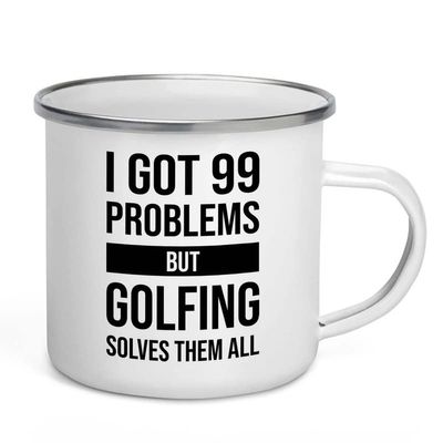 I got 99 problems Camper Mug 12oz - Golfing Solves - Birdie Balls Practice Golf Balls Golfing Net Golfer Gifts for Men Backyard Game