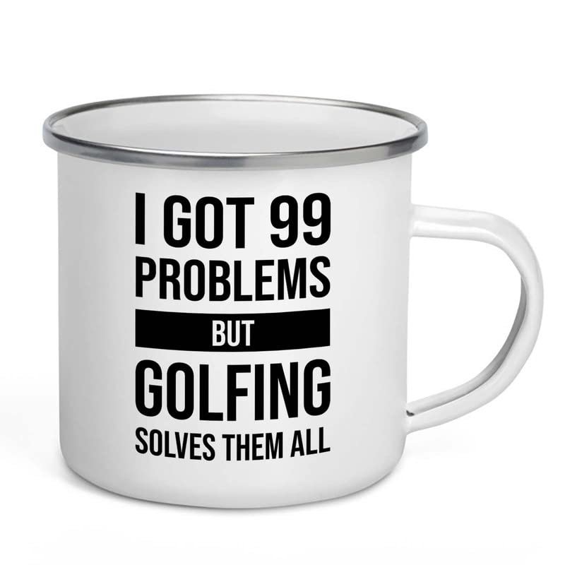 I got 99 problems Camper Mug 12oz - Golfing Solves - Birdie Balls Practice Golf Balls Golfing Net Golfer Gifts for Men Backyard Game