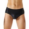 easyforever Men's Glossy Oily Briefs Sexy Seamless Silky Bikini Underwear Sissy Panties Lingerie Black X-Large view 1