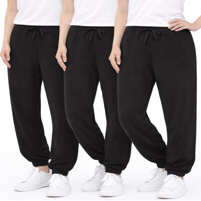 Sweet Hearts Girls Sweatpants - 3 Pack Super Soft Performance Jogger Girls Pants: Made in USA (Sizes 5-18), Size 18, Black/Black/Black