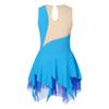 Agoky Figure Ice Skating Dress for Girls Sparkle Ballet Leotard Tutu Skirt Leotard Roller Skater Gymnastic Bodysuit Blue 16 Years view 2