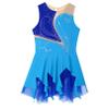 Agoky Figure Ice Skating Dress for Girls Sparkle Ballet Leotard Tutu Skirt Leotard Roller Skater Gymnastic Bodysuit Blue 16 Years view 4
