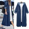 Hooded Outwear Long Casual Denim Women Long Overcoat Jacket Coat Jean Sleeve Women's Blouse Womens (Dark Blue, XXXL) view 2