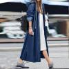 Hooded Outwear Long Casual Denim Women Long Overcoat Jacket Coat Jean Sleeve Women's Blouse Womens (Dark Blue, XXXL) view 3