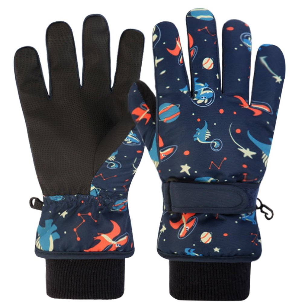 Azarxis Kids Ski Gloves Toddler Winter Cold Weather Warm Snow Mittens Windproof for Boys Girls Snowboarding Sledding Cycling (Prussian Blue, 7-9 Years Old)