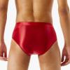 easyforever Men's Glossy Oily Briefs Sexy Seamless Silky Bikini Underwear Sissy Panties Lingerie Red Medium view 2