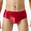 easyforever Men's Glossy Oily Briefs Sexy Seamless Silky Bikini Underwear Sissy Panties Lingerie Red Medium view 3