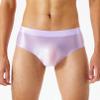 easyforever Men's Glossy Oily Briefs Sexy Seamless Silky Bikini Underwear Sissy Panties Lingerie Purple Medium view 3