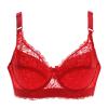 Deep V Bras Sexy Thin lace Cup Surface Ultra Thin Lining Breathable New Perspective Bra Embroidery Floral Bralette Plus Size (Size : 42B, Color : red) view 1