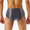 easyforever Men's Glossy Oily Briefs Sexy Seamless Silky Bikini Underwear Sissy Panties Lingerie Dark Grey X-Large view 2