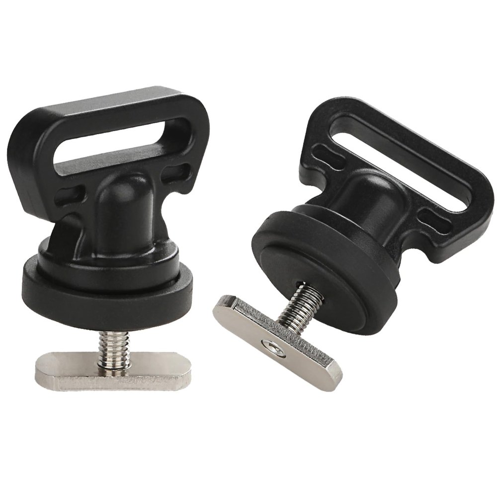 Atader Tie Downs for Kayak Track Mount, Track Mount Vertical Tie Downs for Securing Cooler, Crate and Other Kayak Accessories to Track, 2 Pcs, Black