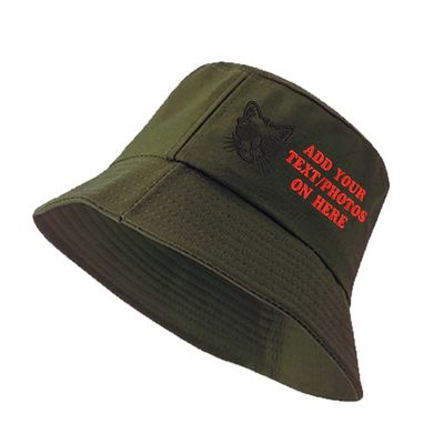 Black Kitty Cat Custom Bucket Hat for Womens Outdoor Wholesale Custom Hats Green