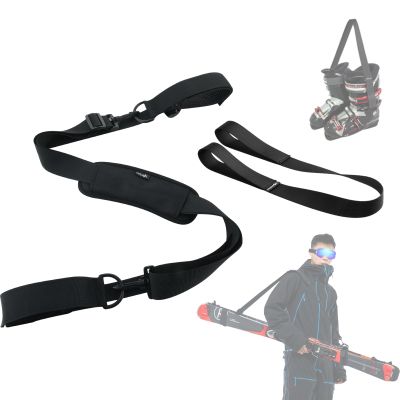 Cosmos Skis Strap Carrier and Pole Carrier - Adjustable Shoulder Sling Leash Skiing Accessory With Cushioned Holder Wrap & Shoulder Pad for Gear Travel Carrying With Boots Leash