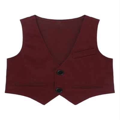 ranrann Kids Boys Formal Suit Vest Dressy Waistcoat Tuxedo Dress Vest for Wedding Prom Birthday Party Burgundy 10 Years