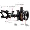 Archery 5 Pin Bow Sights Compound Bow Sight 0.019'' Optical Fiber CNC Aluminum Micro-Adjust Bow Sight with Bow Sight Light for Left-Handed and Right-Handed Universal view 2