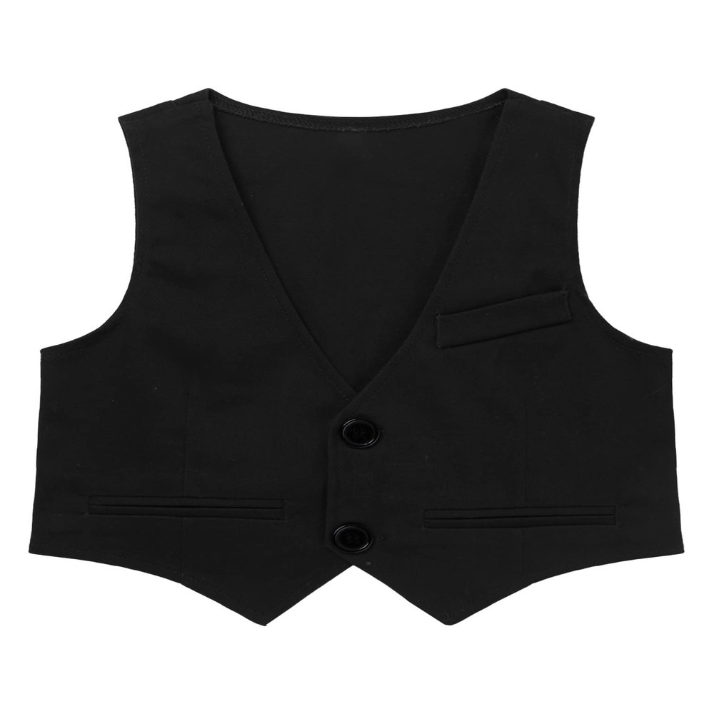 ranrann Kids Boys Formal Suit Vest Dressy Waistcoat Tuxedo Dress Vest for Wedding Prom Birthday Party Black 5 Years