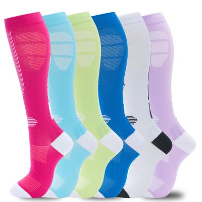 fenglaoda Compression Socks Women Men 6 Pairs, Knee High Best Support Circulation Socks for Running, Travel, Flight, Nurse