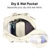 Ceneda 20" Gym Bag for Women with Wet Pocket & Shoe Compartment, Lightweight Duffel Waterproof Carry On Duffle for Travel, Yoga, Overnight (Ivory) view 3