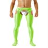 Fldy Men's Oil Shiny Mesh Hollow Out Pantyhose Tights Nylon Transparent Stockings Sexy Underppants Fluorescent Green A Large view 1