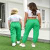 AOWKULAE Women Cargo Pants, Drawstring Elastic Waist Loose Tapered Cargo Jogger Pants with Multi Pockets for Women, Kelly Green, Large view 3