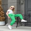 AOWKULAE Women Cargo Pants, Drawstring Elastic Waist Loose Tapered Cargo Jogger Pants with Multi Pockets for Women, Kelly Green, Large view 4