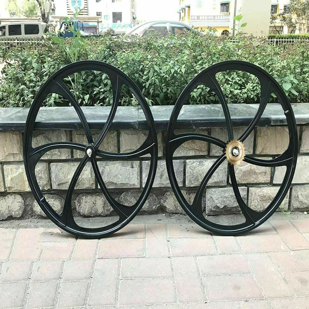 26 inch Bicycle Mag Wheels Set & 22T Flywheel Combo, Magnesium Wheel Rims 100 * 120mm - Gas Motorized Bicycle Rim Front & Rear
