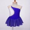 VernLan Girls Glittery Mesh Spliced Figure Ice Skating Dress Competition Dance Costumes Leotard Ballet Tutu Skirt Mesh Blue A 12 Years view 3