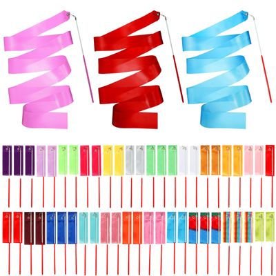 Yilloog 50 Pcs Ribbon Dancing Wands Party Favors, 78.7 Inch Artistic Gymnastics Ribbon Streamers Twirling Wands, Rainbow Birthday Decorations (Bright,Multicolor)