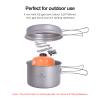 iBasingo Ultralight Titanium Camping Cookware Set 1200ml Pot & 500ml Pan with Folding Handle Compact Backpacking Pots Portable Camping Cookware for Solo Hikers, Outdoor Cooking & Travel Ti2110C view 4