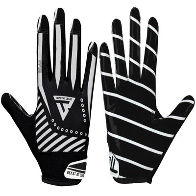 Beast AT Least Youth Football Gloves, Breathable Performance Football Gloves for Kids & Adults, Sticky Wide Receiver & Ideal for Ultimate Grip & Comfort (Black, Youth XL/Adult M)