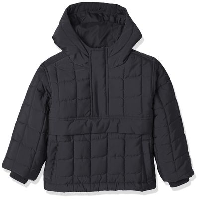 Amazon Essentials Boys' Quilted Pullover Jacket, Black, X-Small