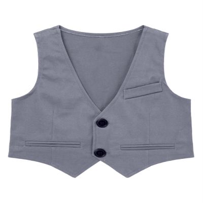 Jelory Boys Wedding Suit Vest Single-Breasted Tuxedo Suit Formal Dress Waistcoat for Pageant Grey 14 Years