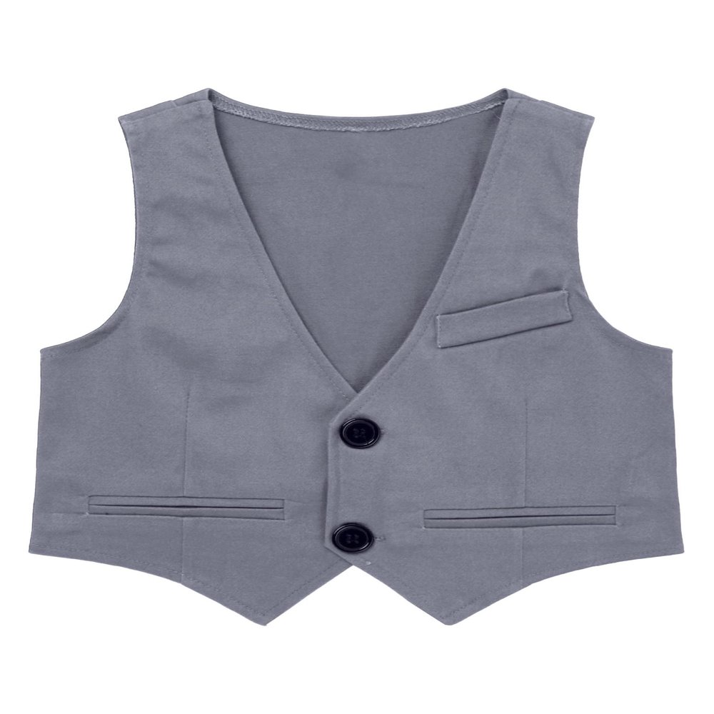 Jelory Boys Wedding Suit Vest Single-Breasted Tuxedo Suit Formal Dress Waistcoat for Pageant Grey 14 Years