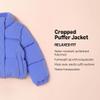 Amazon Essentials Girls' Cropped Full-Zip Puffer Jacket (Quilted Matte or Sherpa Fleece), Purple Blue, X-Small view 2