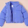 Amazon Essentials Girls' Cropped Full-Zip Puffer Jacket (Quilted Matte or Sherpa Fleece), Purple Blue, X-Small view 4