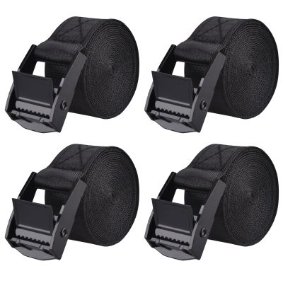 TRIWONDER Cinch Tie Down Strap Lashing Straps Heavy Duty Nylon Straps with Cam Buckles for Cargo, Trucks, Boat, Motorcycle,SUP, Kayak, Canoe, Trailer (1m, Black - 4 Pack)