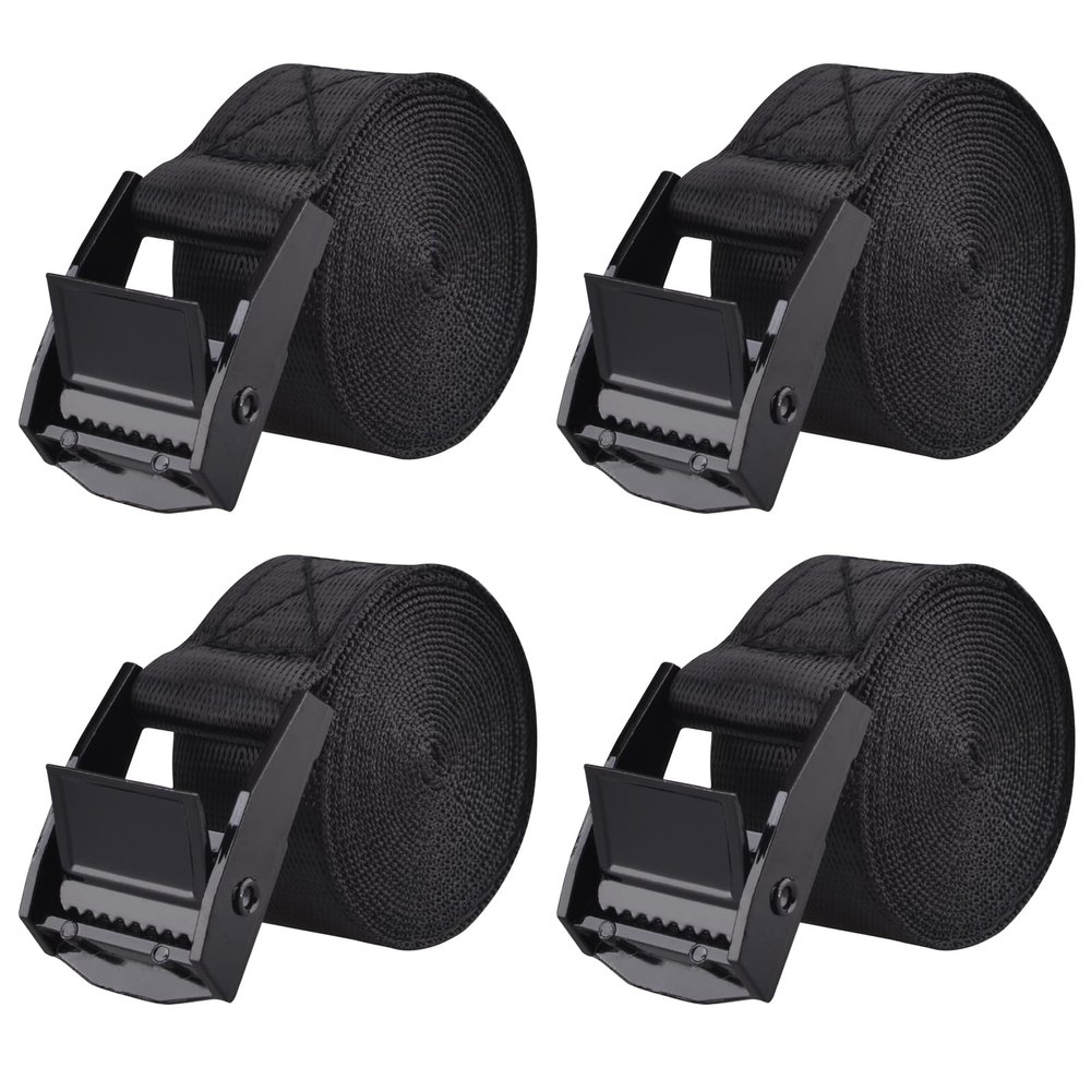 TRIWONDER Cinch Tie Down Strap Lashing Straps Heavy Duty Nylon Straps with Cam Buckles for Cargo, Trucks, Boat, Motorcycle,SUP, Kayak, Canoe, Trailer (1m, Black - 4 Pack)